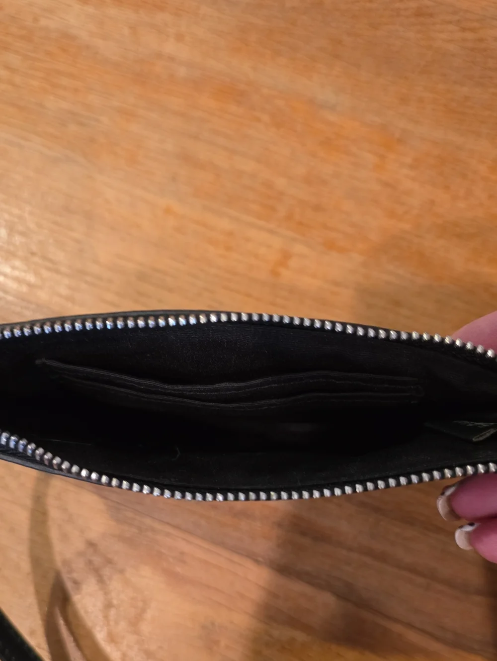 Coach Black Leather Wristlet with Rainbow Patch